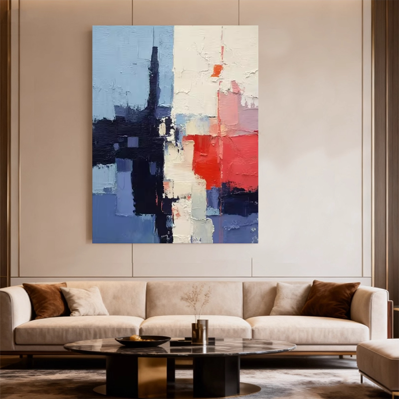 XD纯手绘油画《墨澜悠然》简约现代高级感抽象客厅装饰画玄关挂画