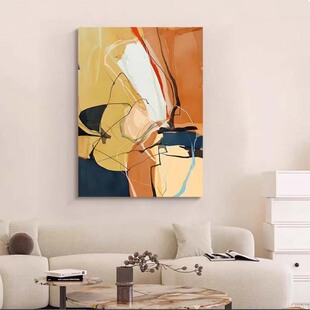 XD原创手绘《默想》客厅侘寂风装饰画沙发画玄关抽象挂画餐厅油画