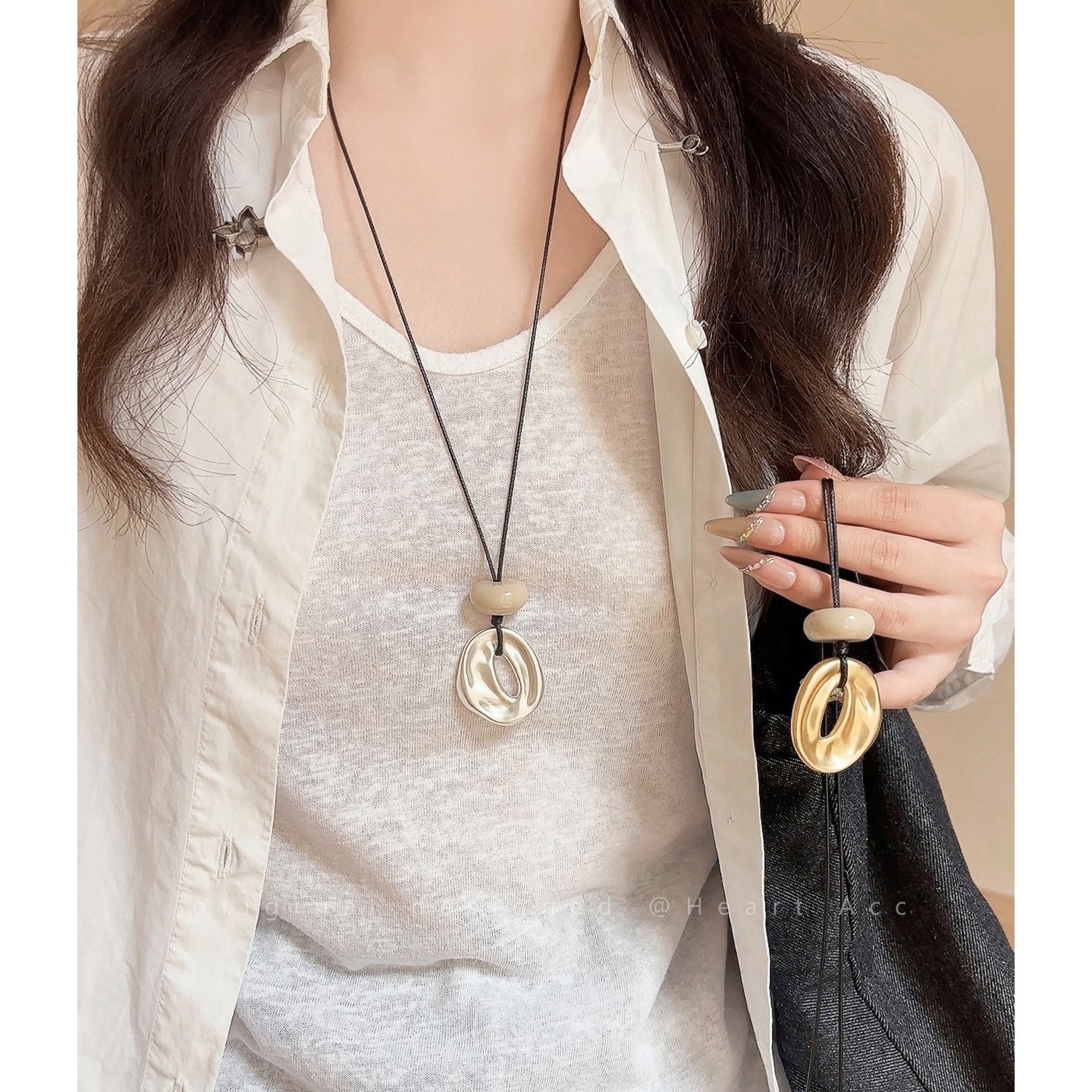 韩国简约不规则几何吊坠项链