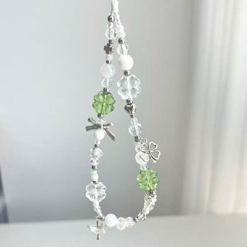 幸运四叶草串珠防丢手机链