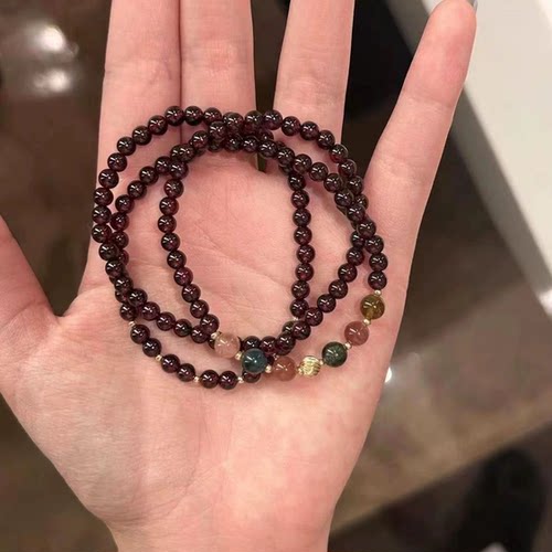 新中式多圈叠戴石榴串珠手链
