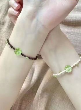 幸运四叶草手链手绳编织小众简约