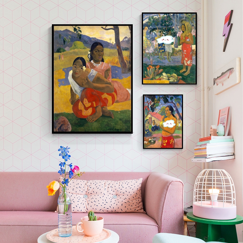 保罗高更装饰画大溪地塔希提岛原始艺术风景油画你何时结婚挂画