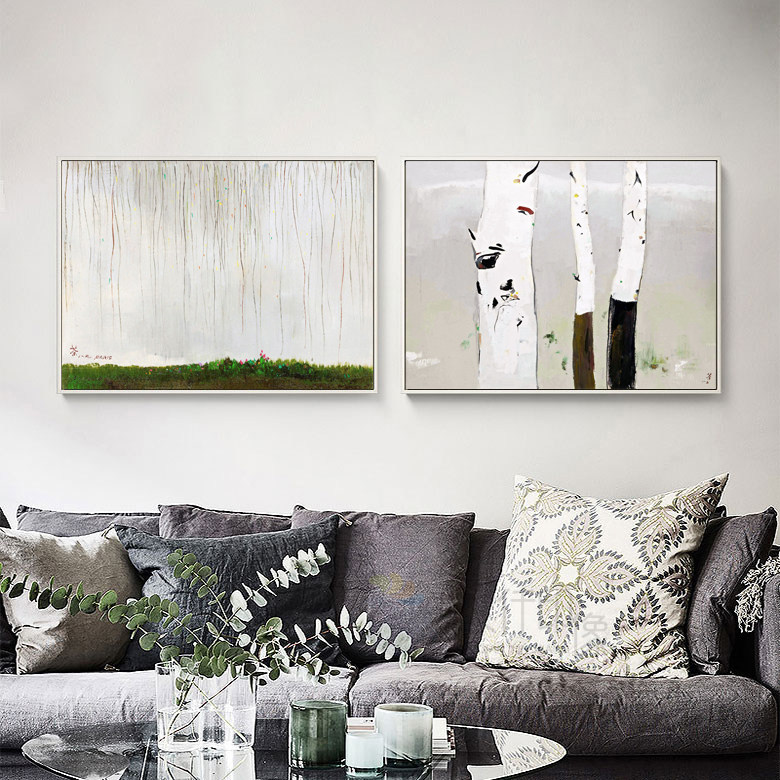 吴冠中白桦林新中式风民宿装饰画