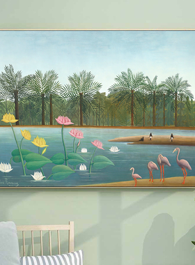 利卢梭装饰画客厅餐厅植物动物绿色系壁画小众艺术卧室挂画