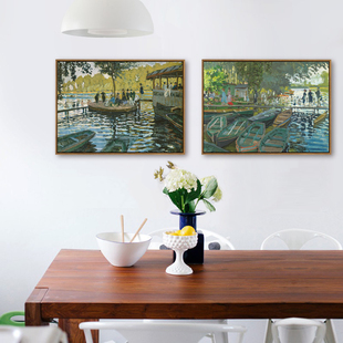 大仟印象莫奈春天 塞纳河简约现代客厅沙发背景墙装 饰画墙壁挂画