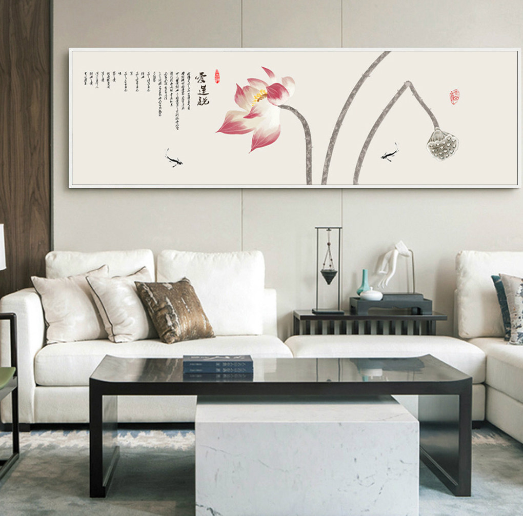 新中式风沙发背景墙花鸟壁挂画