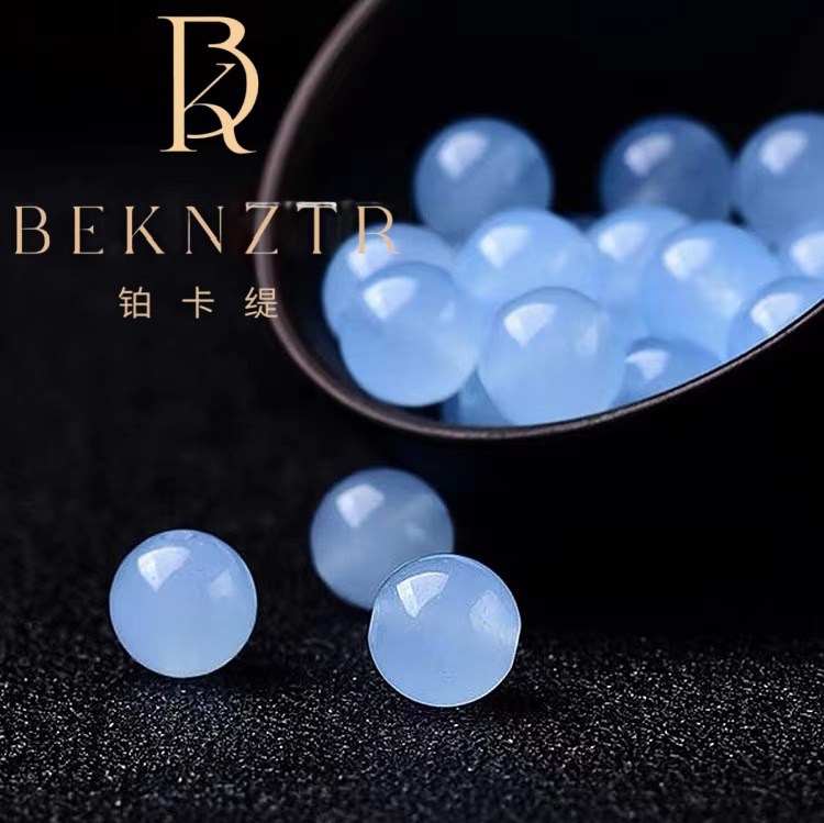 Beknztr 铂卡缇  天然 蓝玉髓散珠 DIY手工串珠配件 编织手串手链