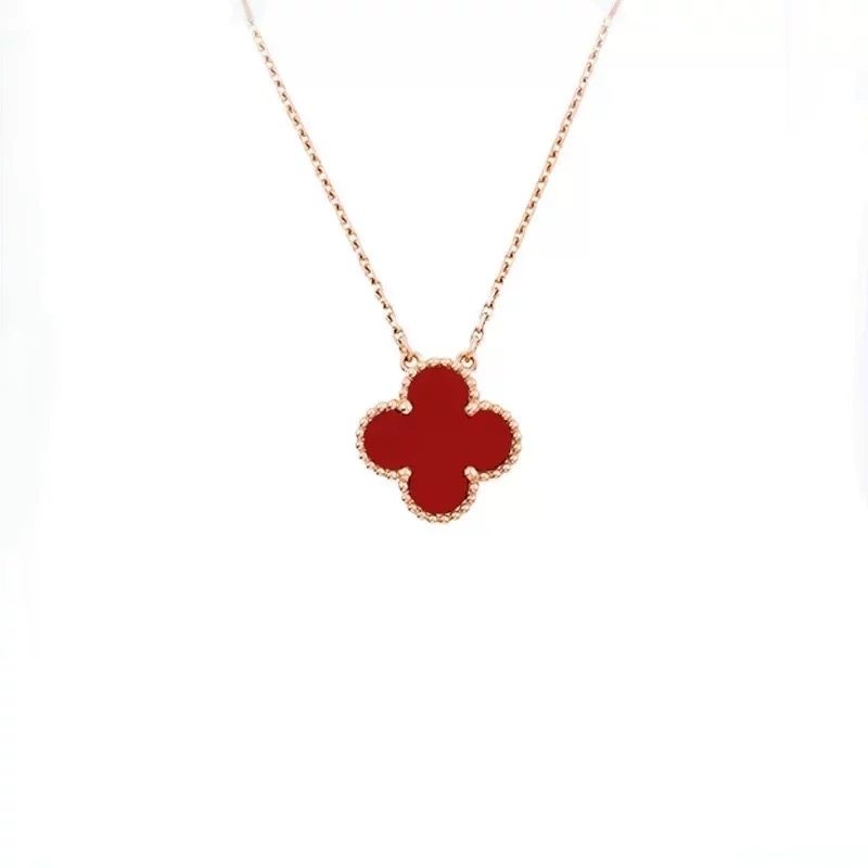 18K玫瑰金四叶草项链玛瑙粉白贝母吊坠 满钻石款高版本圣诞锁骨链,饰品/流行首饰/时尚饰品新,银饰吊坠,淘宝优惠券,粉丝福利购,淘宝优惠卷
