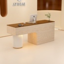 简约现代收银台洞石轻奢吧台接待台女装 店吧台桌带灯 店铺小型服装