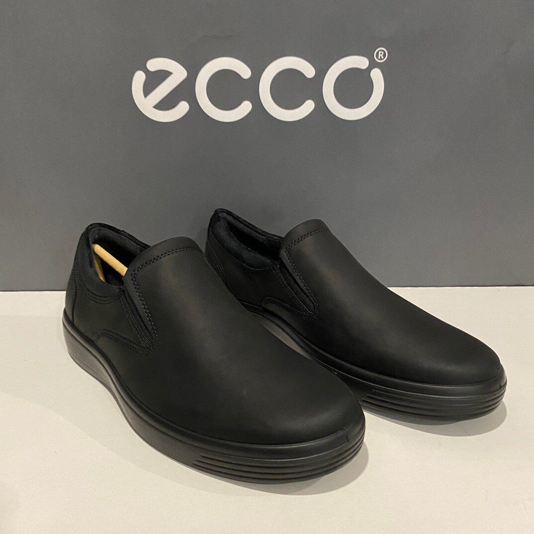 ecco爱步男鞋真皮防滑板鞋一脚蹬豆豆鞋懒人鞋休闲皮鞋857814柔酷