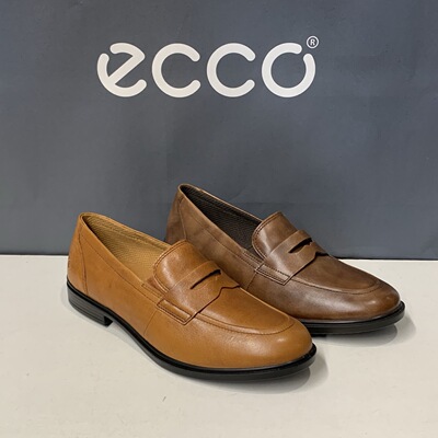 Ecco/爱步女士真皮一脚蹬乐福鞋