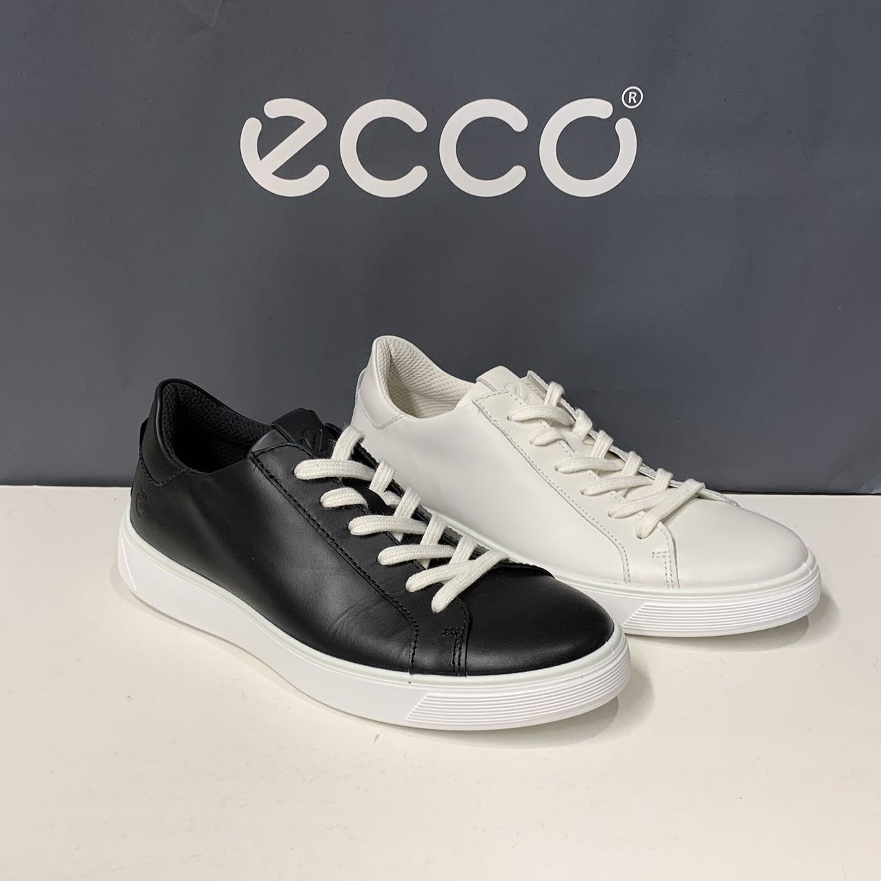 ECCO爱步男鞋新款低帮牛皮板鞋百搭透气防滑休闲鞋504744街头趣闯