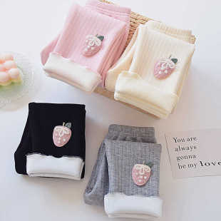 大童一体绒女宝宝棉裤 女童打底裤 秋冬加绒加厚外穿洋气儿童保暖裤