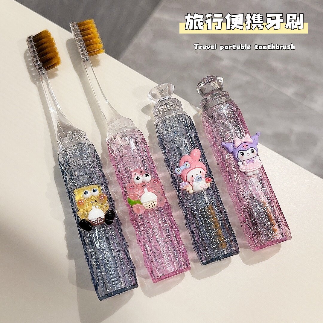 旅行便携牙刷女成人软毛水晶轻奢情侣出差可折叠护龈口腔清洁工具