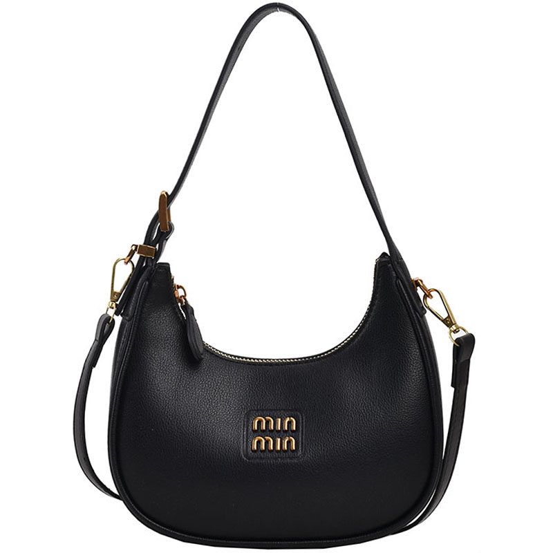 精品时尚女包2025新款月牙包秋冬饺子包通勤黑色斜挎包手拎腋下包