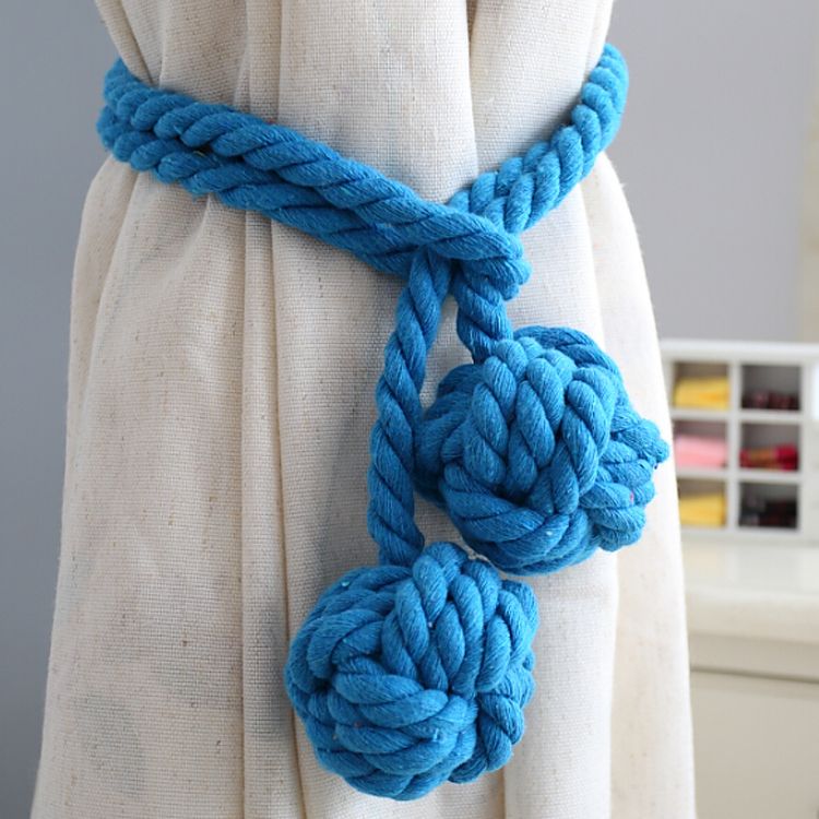 纯手工编织美式田园棉绳窗帘扣