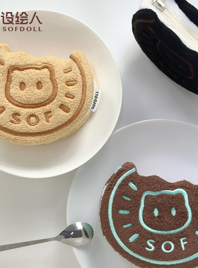 设绘人SOFDOLL正版小猫饼干零钱包可爱卡通毛绒斜挎包小红书同款