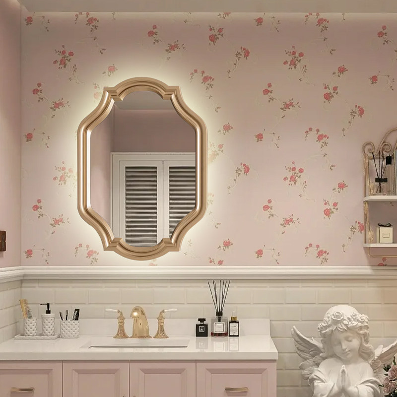 轻奢风酒店民宿智能卫浴镜卧室田园风梳妆镜入户玄关壁炉装饰镜子