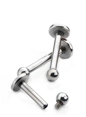 YY穿刺 医用钛钢内螺纹平底唇钉16g1.2mm内牙耳钉耳蜗耳骨钉