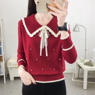 小香风娃娃领针织衫毛衣女新款春秋季气质高级感打底内搭外套上衣