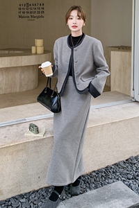 毛呢套装裙女2024冬新款高级感名媛外套半身裙小香风职业厚两件套图片