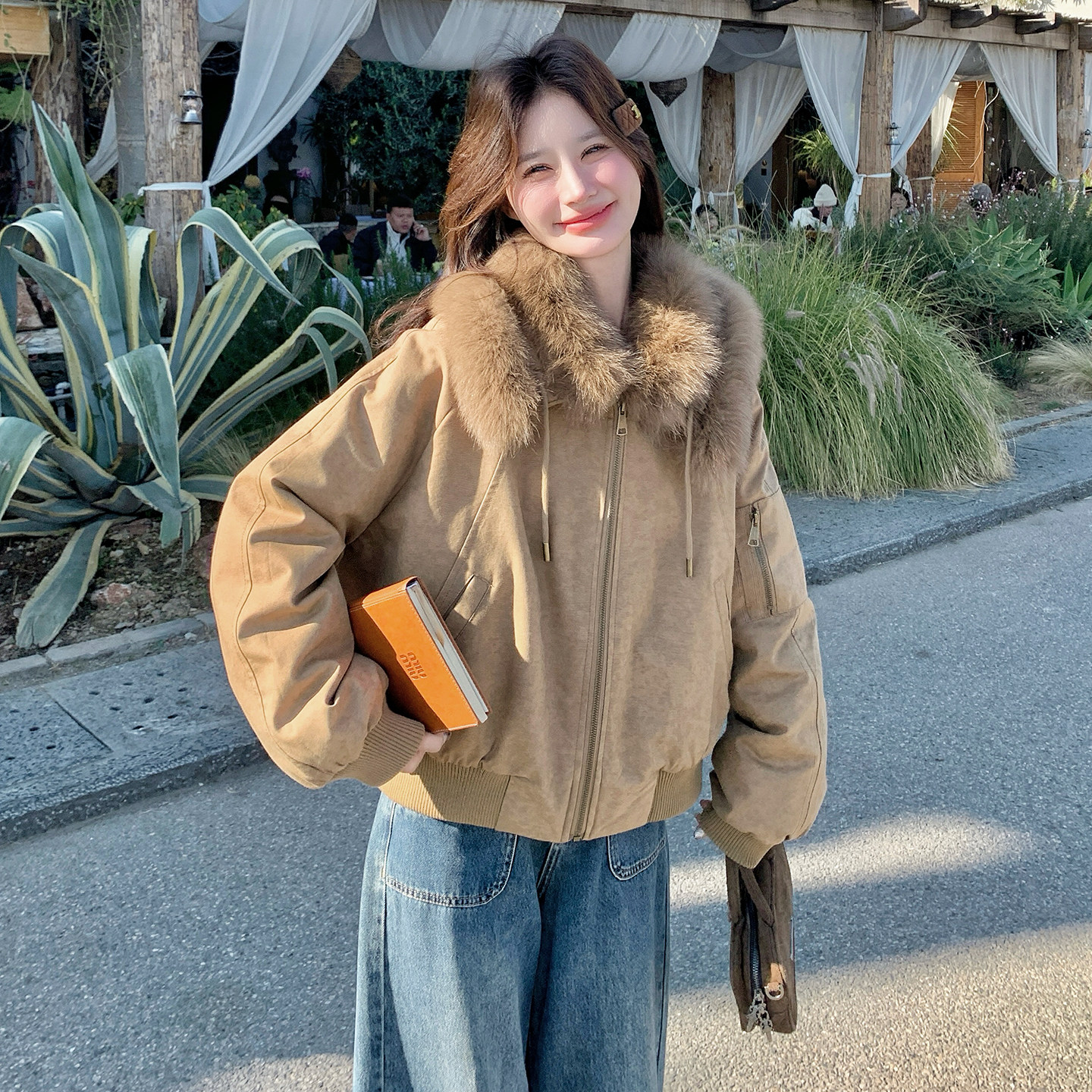 新款真毛领90羽绒服099-10390-p405-k608，女装羽绒服，浙宝099