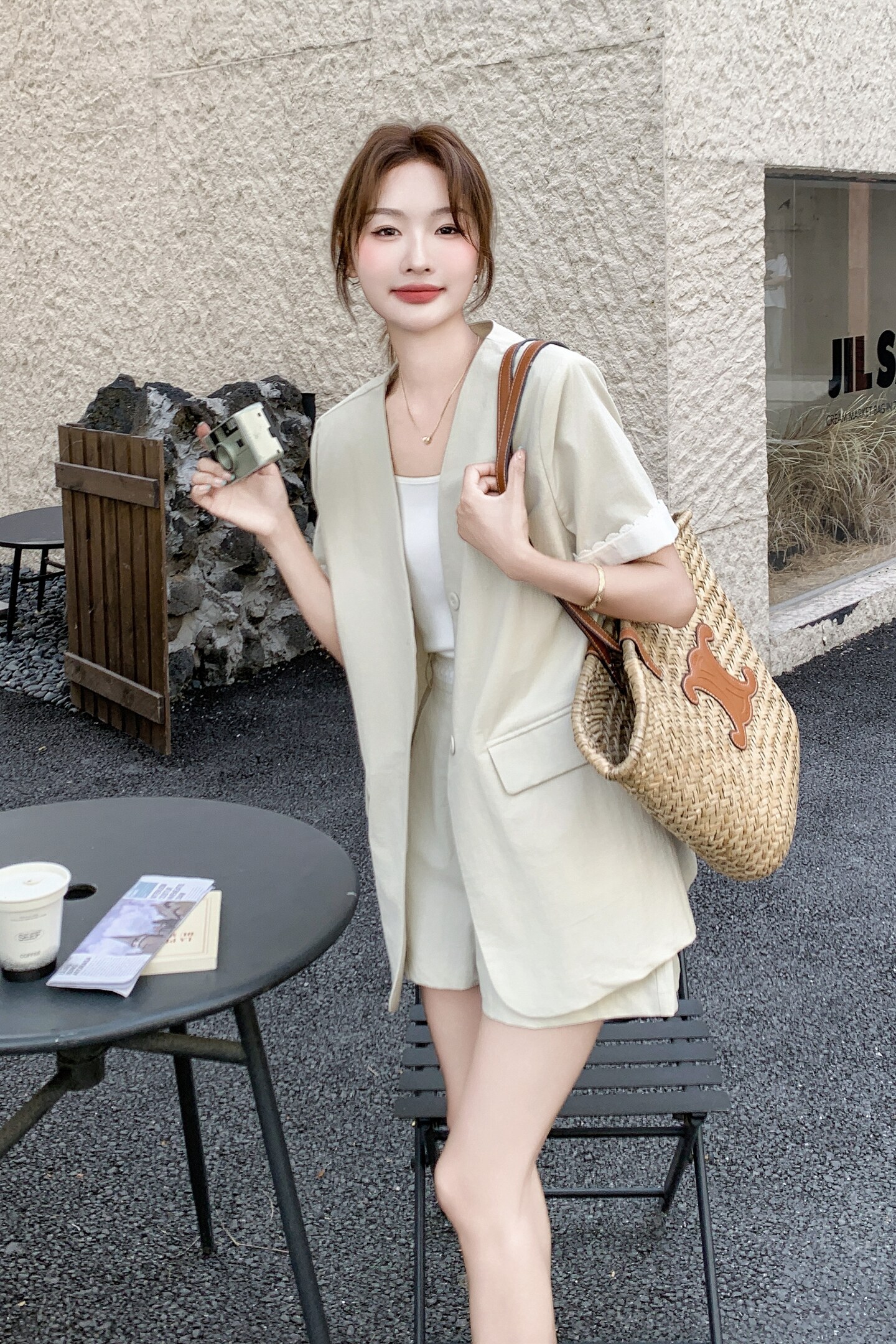 休闲风减龄短袖西装套装女夏新款轻熟风韩系穿搭小个子短裤两件套,女装套装/套裙,浙宝099