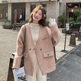 新款粉色毛呢大衣099-D176-P165-K248，女装毛呢外套，浙宝099