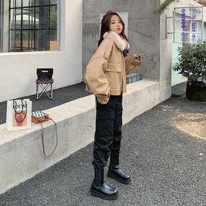 短款派克服皮衣外套女2025冬季新款高级感炸街加绒加厚小个子棉服图片