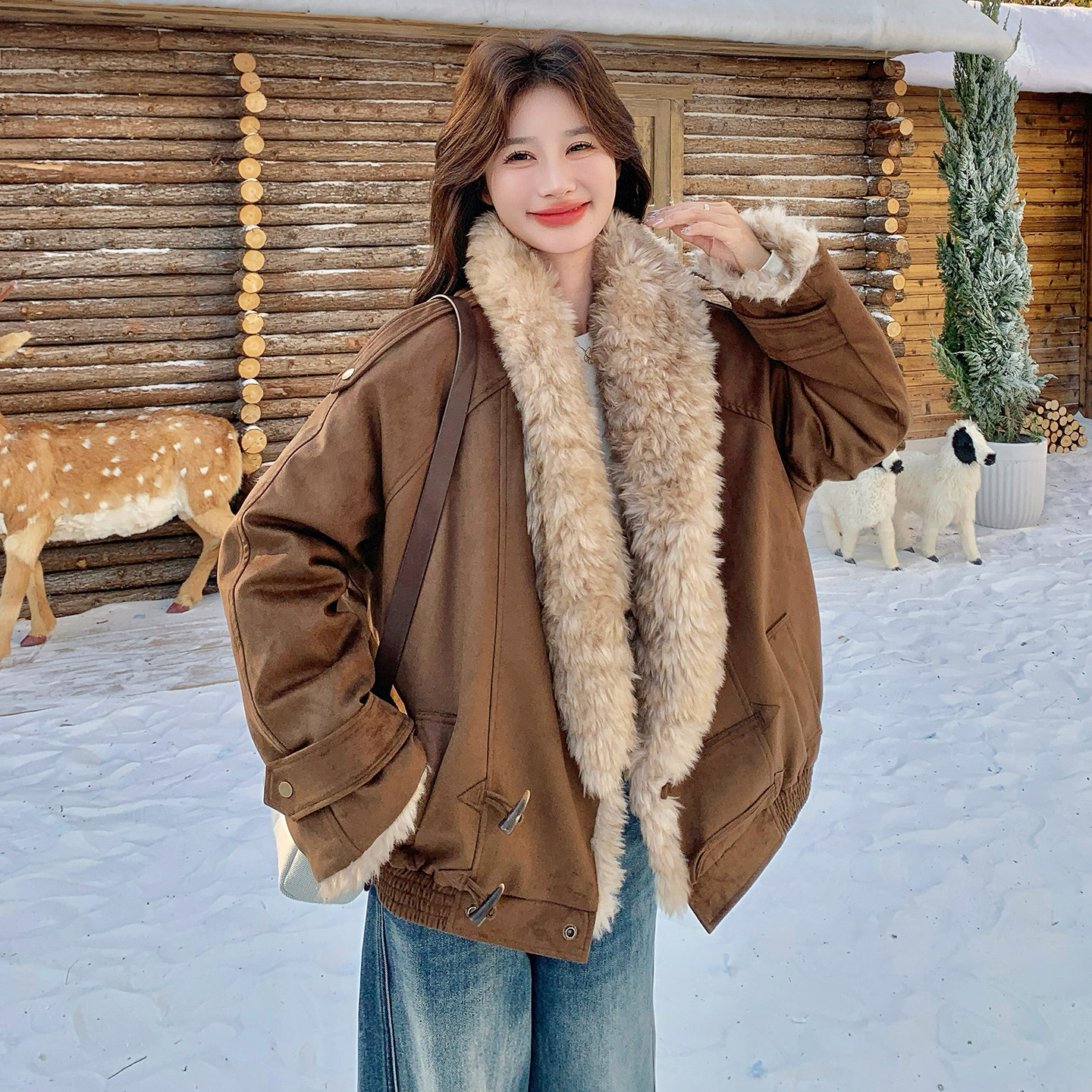 新款羊羔毛派克服099-10397-p275-k418，女装派克服，浙宝099