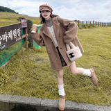 双面韩系羊绒中长款大衣女2024冬高级感宽松连帽复古毛呢外套气质，女装毛呢外套，浙宝099