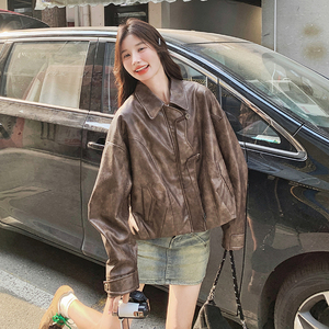 美拉德短款复古PU皮衣外套女2025春秋季新款气质显瘦休闲夹克上衣图片