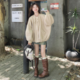 米杏色小香风棒球服外套女冬季2024新款加厚高级感超好看短款棉衣，女装毛呢外套，浙宝099