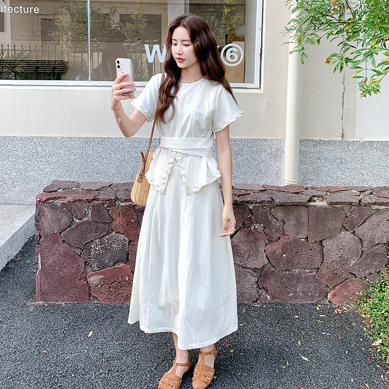 温柔系穿搭气质女神范上衣女夏新款时尚显瘦轻薄半身裙,女装连衣裙,浙宝099