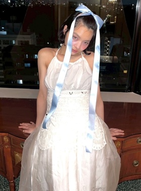 超长超大蝴蝶结发饰蓝色缎带丝带头饰COS派对装扮用品拍照道具