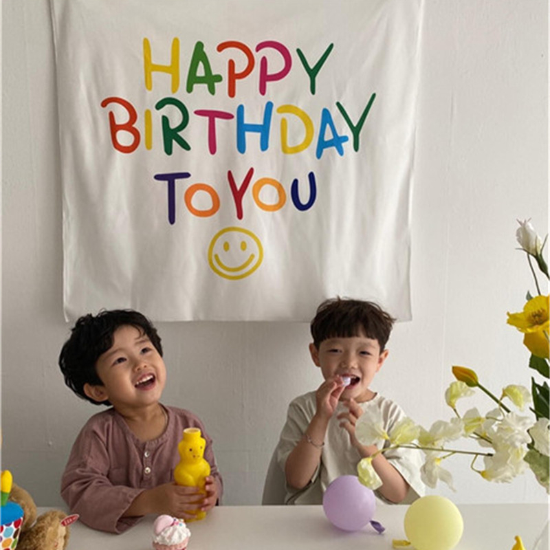ins韩国森系海报1岁生日字母挂旗装派对场景儿童卧室挂布布置装饰