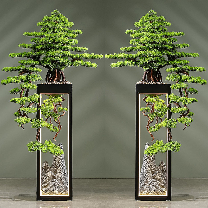 仿真迎客松假树绿植大型落地摆件茶室会所办公室客厅罗汉松装饰品,家居饰品,落地摆件,淘宝优惠券,粉丝福利购,淘宝优惠卷