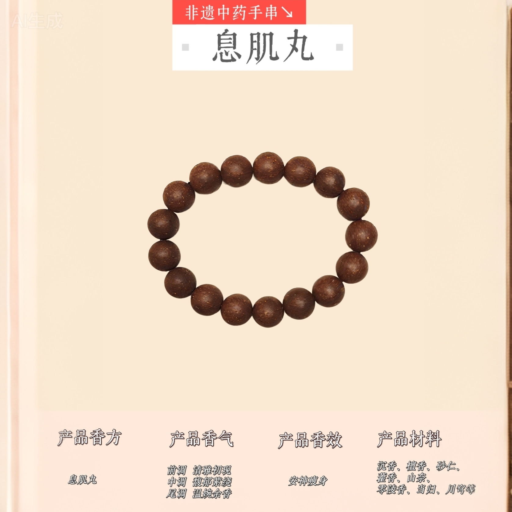 手串女款安神瘦身息肌丸非遗古风手链药香珠手串男女款