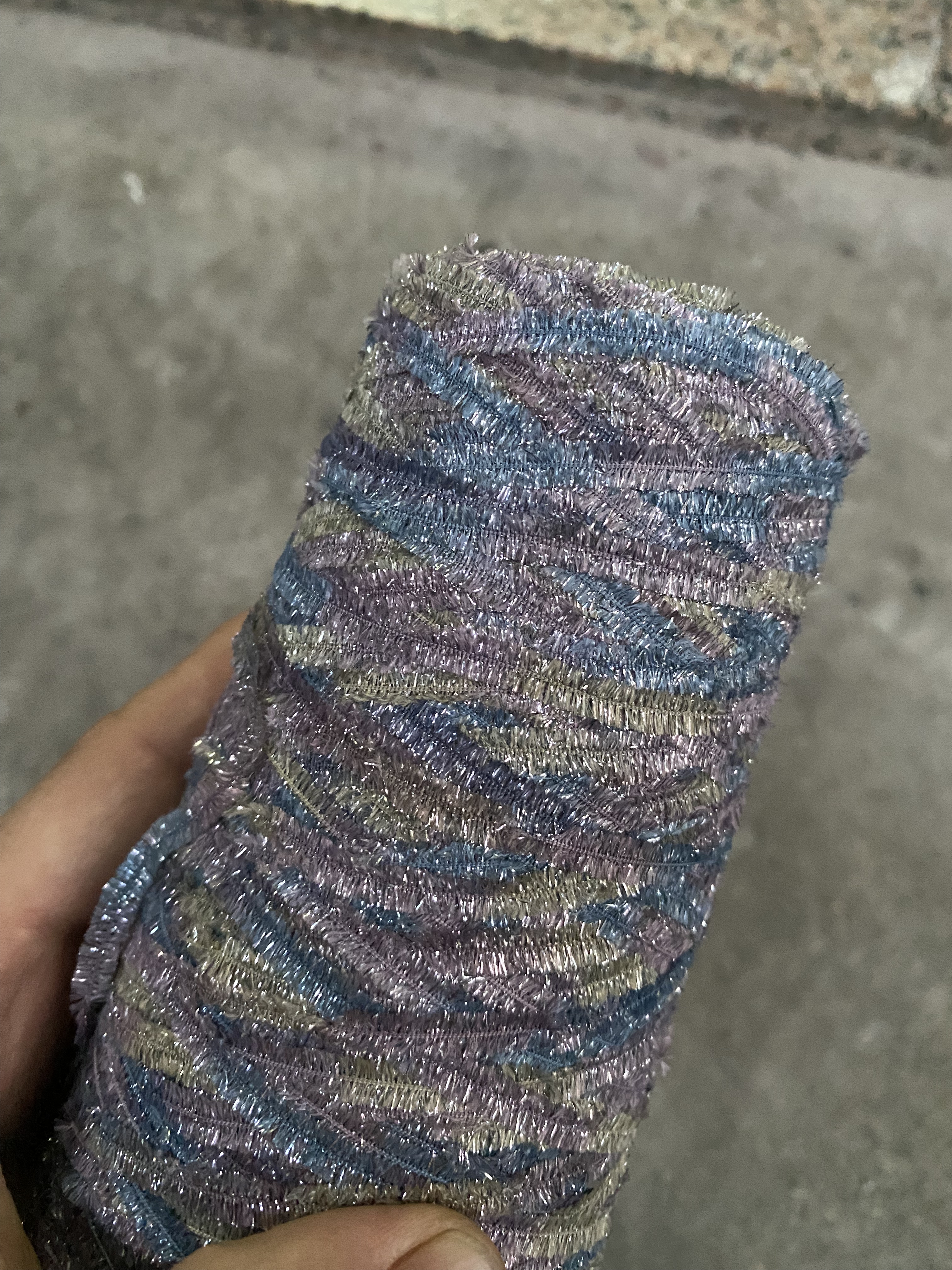 特色中粗段染扁带 花边闪丝带子纱 小香风外套毛衣编织线