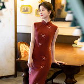 日常可穿小个子女 夏无袖 新中式 老上海复古红色旗袍高级感2026新款