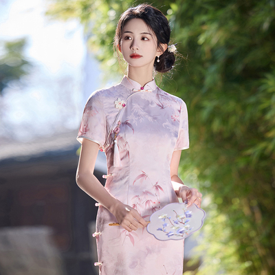 粉色改良年轻款少女旗袍绝美新款