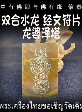 泰国佛牌 龙婆泽塔 圣水 双合水龙 经文符片 铜器熔铸符片 手机贴