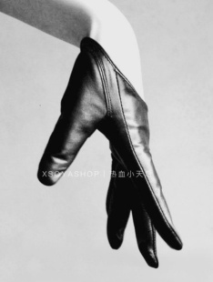 PU黑色手套GLOVES 小众半截手掌皮质另类弹力男女同款