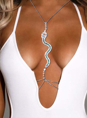 绿银蛇水钻BLIGNBLING身体项链一体镀银