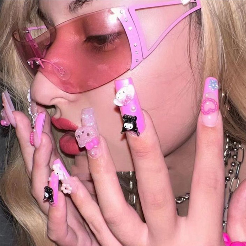 渐变彩色透明无边镂空侧面镜脚墨镜太阳眼镜