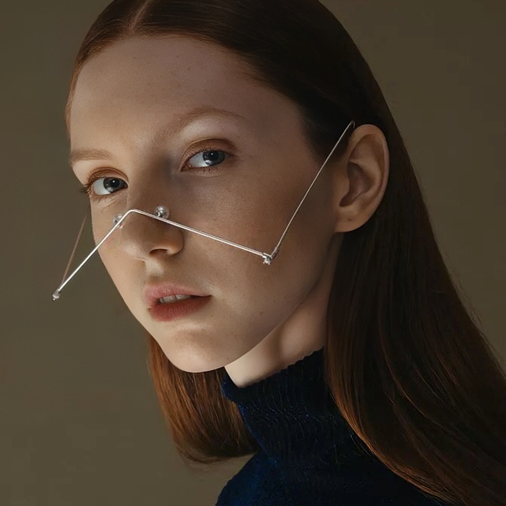 立体三角对称规则设计感无框眼镜架高级拍照走秀日常都可