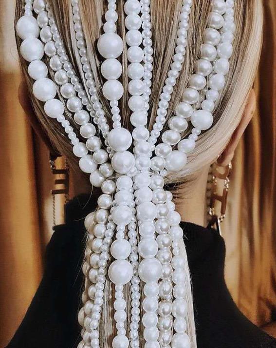 acc珍珠流苏欧美风发夹