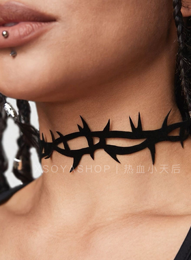 暗黑荆棘哥特风朋克角色cos舞会蹦迪choker绑带颈链锁骨链女