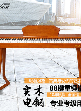 特思邦Tesbon实木电钢琴插电款88键重锤家用专业考级真钢演奏级